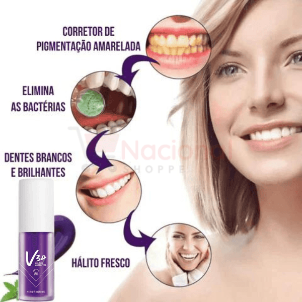 Clareador Dental V34 Original - Dentes Brancos Em Segundos - Nacional Shoppe
